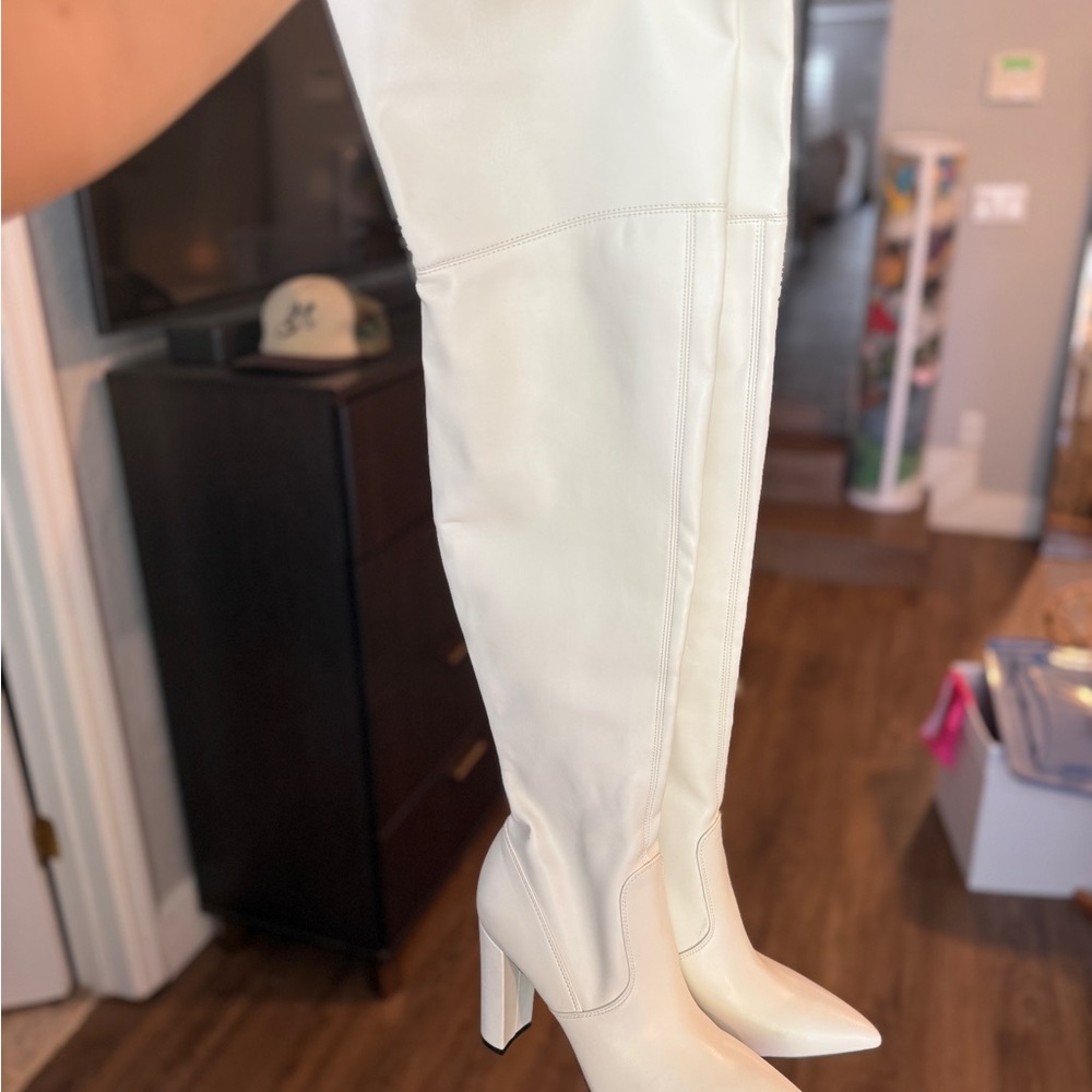 Marc Fisher Cream Over-the-Knee Boots New